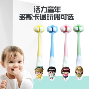 แปรงสีฟันเด็กสามด้าน ขนแปรงนุ่ม สำหรับฟันน้ำนม 3-12 ปี แปรงสีฟันแบบใช้มือ - Product Image 4