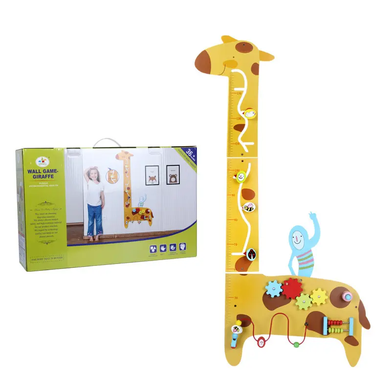 어린이 크리 에이 티브 다기능 벽 게임 장난감 나무 기린 높이 눈금자 구슬 미로 장난감 조기 학습 교육 부모-자식 게임
