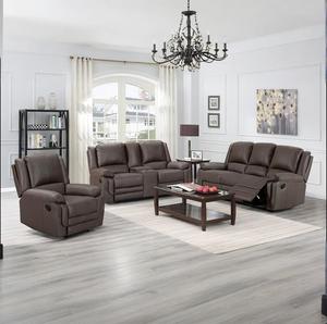 Ensemble de canapés inclinables manuels modernes 321 en tissu technique, 3 places, avec causeuse, <span class=keywords><strong>fauteuil</strong></span> et console de charge sans fil pour salon - Product Image 2