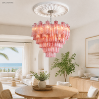 Lustre en fer à étages avec verre ondulé, moderne, coloré, LED, hauteur réglable, lampe suspendue centrale pour salon et villa, protection oculaire