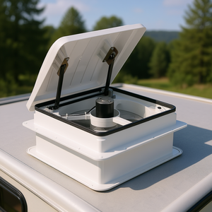 Ventilador de techo para RV de 12V, 36 pulgadas, 4 velocidades, reversible, bajo nivel de ruido, apertura manual, color blanco, para caravanas, viajes y carga. - Product Image 2