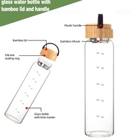 Botol Air Kaca Borosilikat Tinggi 34 OZ dengan Infuser Stainless Steel, Tutup Bambu, dan Sarung Kain 500ml untuk Dewasa, Olahraga, Perjalanan, Ramah Lingkungan