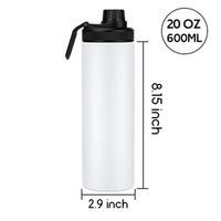Bouteille d'eau portable en acier inoxydable vierge pour sublimation, avec bouchon, tasse à café, mug, thermos isotherme sous vide
