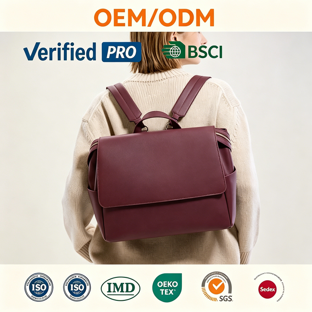 Custom Vegan Leather Diaper Bag with Insulated Bottle Pockets and Laptop Sleeve Detachable Backpack & Shoulder Strap for Mom