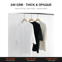 T-shirt Homme Oversize 240 GSM en Coton Lourd 100% Coupe Boxy Épaules Tombantes Streetwear Vierge OEM