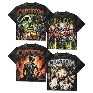 เสื้อยืดลายกะโหลกสไตล์โกธิค วินเทจ ผ้าคอตตอนหนานุ่ม ทรงโอเวอร์ไซส์ สตรีทแวร์ คอกลม แขนสั้น สำหรับผู้ชาย - Product Image 1