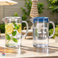 Pitcher Bir Plastik Custom 1100ml, Pitcher Jus Anti Pecah, Gelas Air untuk Bar Restoran dengan Tutup