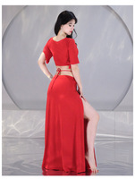Nouvel ensemble de costumes de danse orientale tendance 2026 pour femmes – Jupe longue en polyester avec short intégré
