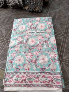 Hand Block Printed 100% Cotton Organic Woven Floral <b>Medium</b> Weight Cotton Printed <b>Fabric</b> Yards Women Dress <b>Fabric</b> - Product Image 2