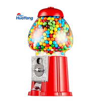 Distributeur de bonbons et de chewing-gums HuaYang 12 pouces en alliage d'aluminium rouge avec globe en verre, retour de monnaie, qualité alimentaire