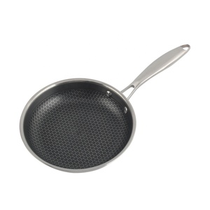 Classic Design Dishwasher-Safe Nonstick Honeycomb Coatings Skillet Stainless Steel Frying <b>Pan</b> with Glass Lid - Product Image 3