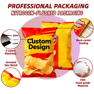 Sacs d'emballage personnalisés en aluminium imprimé, scellés au dos, pour snacks du Ramadan, aliments soufflés, chips de pommes de terre et de plantains - Product Image 2