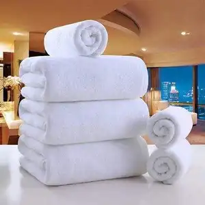 White Hotel Bath Towels Customized Embroidered Logo White Towels Sets For Spa 100% Cotton Terry Luxury Bath Towel Hotel Towels