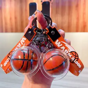 Mode Basketball 3D Puppe Schlüssel bund Schöne Tasche Anhänger Auto Schlüssel zubehör Schlüssel anhänger Benutzer definierte Kinder Geschenk mit Armband Schlüssel anhänger