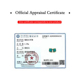 Boucles d'oreilles clous pour femmes en argent sterling plaqué or 18 carats, style classique élégant, design trèfle à quatre feuilles turquoise, taille émeraude CMA - Product Image 4