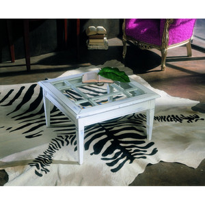 Tavolo da tè quadrato resistente con griglia Design classico e stile fattoria piano in vetro laccato per mobili da soggiorno - Product Image 1