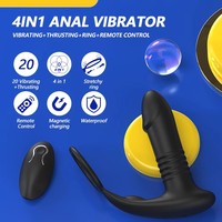 Automatischer Prostata-Massager mit Penisring, Kabellose Fernbedienung, Teleskopischer Anal-Vibrator, P-Punkt-Stimulator, Sexspielzeug für Männer