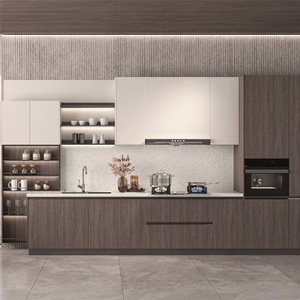 Gabinetes de Cocina Modulares Europeos Modernos con Puertas de Madera Contrachapada, Isla Integrada con Barra de Desayuno y Diseño Ecológico - Product Image 6