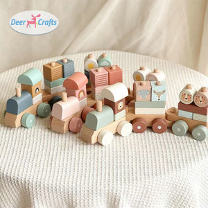 Set di Blocchi di Costruzione in Legno a Forma di <span class=keywords><strong>Treno</strong></span> con <span class=keywords><strong>Animali</strong></span> - Blocchi Impilabili per Bambini con Motivi <span class=keywords><strong>Animali</strong></span> DA04719 - Product Image 3