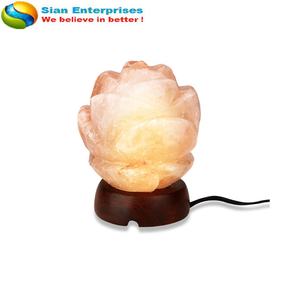 Lampe de sel de l'Himalaya sculptée à la main, forme géométrique, décoration écologique pour la maison, base en bois, style Feng Shui, toucher réel, Sian - Product Image 5