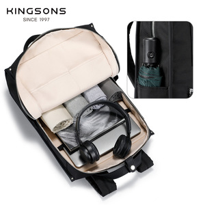 Kingsons Unisex Laptop <b>Backpack</b> 20-35L <b>Waterproof</b> Computer Interlayer For Travel Commuting Solid Color <b>Black</b> And Green - Product Image 1