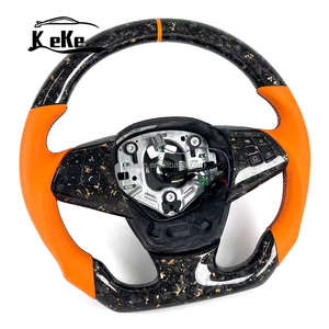 Volante Deportivo Personalizado en Fibra de Carbono Forjada Naranja con Cuero Liso Naranja para <span class=keywords><strong>BMW</strong></span> E60 E61 E62 E63 E64 M5 M6 <span class=keywords><strong>2003</strong></span> - 2010 - Product Image 4