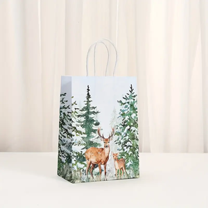 Christmas Tote <b>Bags</b> With Handles Xmas Kraft Paper Gifts Supplies Santa Snowman Treat <b>Bags</b> Decor Xmas Party <b>Bags</b> - Product Image 3