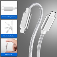 Cable de Datos de Carga Rápida USB Tipo-C de 1M PD60W 3A con Carcasa de Aleación de Aluminio, Blindaje de Lámina y Cubierta de Nailon Trenzado para Teléfonos Móviles