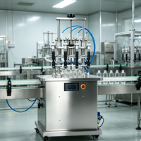 Machine de remplissage de parfum semi-automatique à 4 têtes, équipement de remplissage de liquides à 4 têtes, emballage métallique, 220V, scellage et emballage