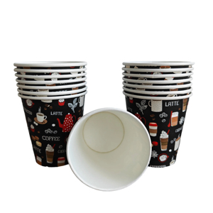 Gobelets à café jetables en papier biodégradable à paroi simple pour boissons chaudes et froides, impression personnalisée, tailles 6oz/8oz/250ml, vente en gros - Product Image 1