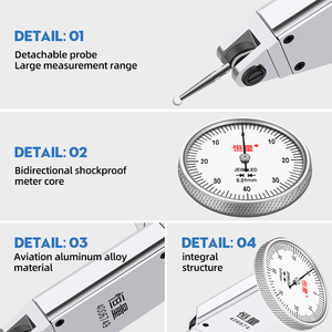 Hengliang yüksek hassasiyetli 0.01mm küçük kalibrasyon masa göstergesi kolu arama göstergesi çelik malzeme - Product Image 3