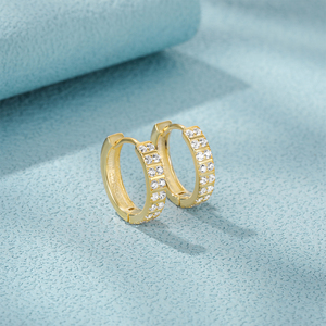 Aros Gruesos con Circonitas en Doble Hilera CANNER, Aretes de Plata de Ley S925, Joyería para Mujer, Regalos - Product Image 4