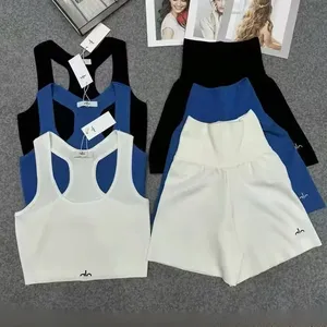 Set da Yoga per Palestra con Logo Personalizzato, Completo Sportivo Senza Cuciture da Donna in 2 Pezzi: <span class=keywords><strong>Top</strong></span> Corto e Pantaloncini a Vita Alta - Product Image 2