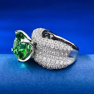 S925 เงินนำเข้าจากชาฟลายสีเขียว 12 * แหวนทร<span class=keywords><strong>ง</strong></span><span class=keywords><strong>ไทย</strong></span> เครื่อ<span class=keywords><strong>ง</strong></span>ประดับสไตล์ยุโรปและอเมริกาสำหรับสุภาพสตรี - Product Image 6