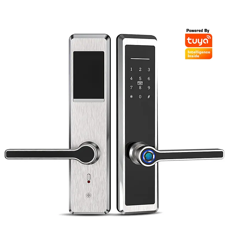 Smart Biometric Knob Wifi Tuya Door Lock by App Mechanical key Fingerprint Scanner