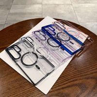 Étui magnétique transparent de luxe de style INS pour Samsung S25 S24 S23 Plus ultra, coque antichoc en acrylique de haute qualité