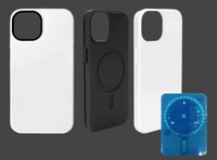 Coque de téléphone 3D magnétique 2-en-1 robuste et brillante pour sublimation, compatible iPhone 15 16 – Coques de téléphone 3D vierges 2-en-1 ultra-résistantes
