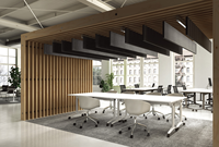 Table de bureau commerciale pliable contemporaine Hengfeng avec cadre en aluminium et plateau en bois, conforme à la norme ANSI/BIFMA, garantie de 2 ans