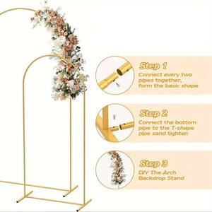 Support d'arche de ballons réglable en métal doré SHJY FY-JSGM 6FT-7.2FT <span class=keywords><strong>pour</strong></span> toile de fond florale de <span class=keywords><strong>mariage</strong></span>, cadre de fête d'anniversaire, événement, photomaton - Product Image 5