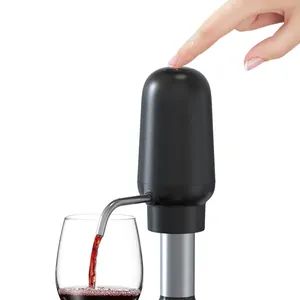 Bomba dispensadora de aireador de vino eléctrico negro recargable por USB, decantador de vino automático portátil de un toque