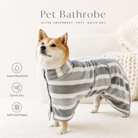 Peignoir de séchage pour chien en polaire corail rayée, léger, élégant, lavable en machine, séchage rapide, prix d'usine, pour chiots et grands chiens
