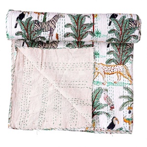 Nouvelle Arrivée Couvre-lit Kantha en Coton Biologique 100% Double Taille, Imprimé Animalier, Imprimé à la Main, Style Vintage, Écologique, Toutes Saisons - Product Image 1