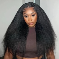 Perruques de cheveux humains Lagos Hairline Kinky Straight, densité 250, avec dentelle frontale HD 13x6, sans colle, pré-épilées, prêtes à porter
