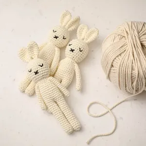 1pcs钩针兔子教程睡眠迷你玩具阿米古鲁米兔子diy钩针兔子pdf图案第一个婴儿小玩具