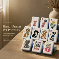 Tuiles de Mahjong américaines personnalisées avec empreintes de pattes d'animaux, en acrylique bleu, pour les soirées de jeux de société et les cadeaux de fêtes