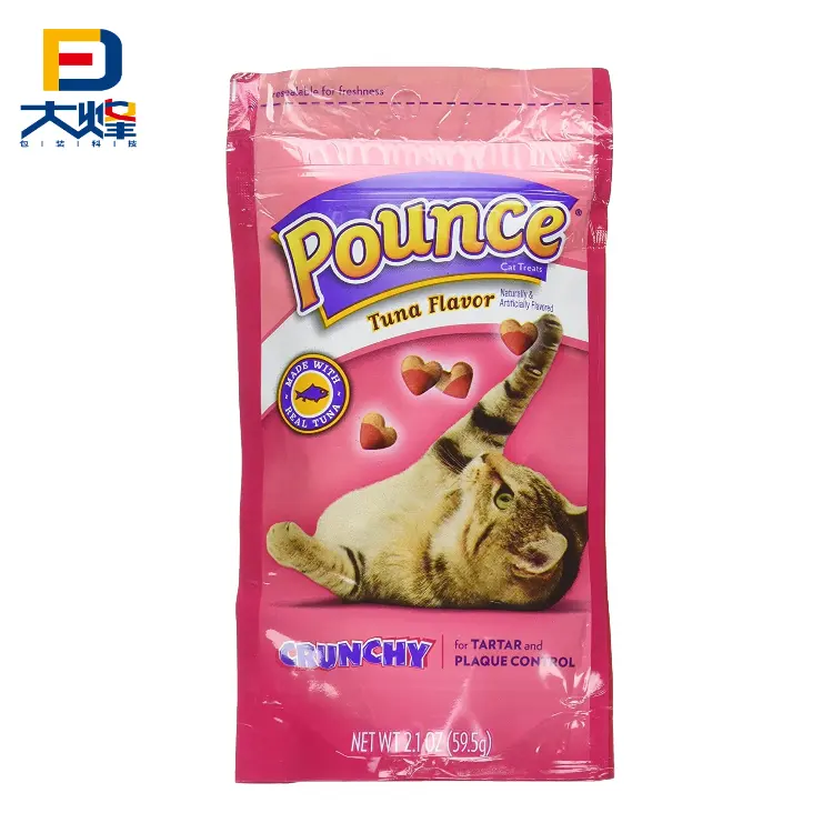 Printed Cat Treat Packaging Tuna Fish Falvor Dry Pet Dog Food Cat Food Bag