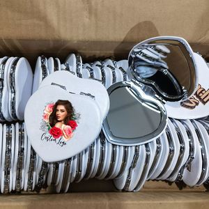 Make Your Logo Pu <b>Mirrors</b> Bling <b>Mirror</b> Rhinestone Hand Held Heart Shape PU Makeup Lash <b>Mirror</b> for Cosmetics - Product Image 1
