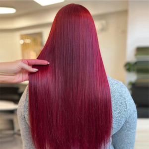 Venta al por mayor pre-arrancado HD encaje frente <span class=keywords><strong>pelucas</strong></span> crudo vietnamita rojo 99J 13*4 13*6 cutícula alineada cabello humano largo para las mujeres - Product Image 2