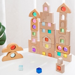Castillo de cuento de hadas, bloques de construcción de gemas, montaje creativo para niños, juguete educativo, efecto de sombra de luz hecho de madera - Product Image 3
