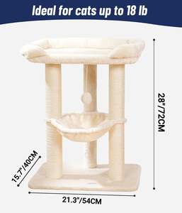 Menara pohon kucing besar untuk Indoor <span class=keywords><strong>Maine</strong></span> <span class=keywords><strong>Coon</strong></span> kucing kayu dan bahan kertas dengan penggaruk Sisal dan pengemasan karton tempat tidur lembut - Product Image 5